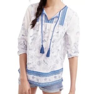NWT J. Crew Point Sur Floral Peasant Tassel Top S​​​​​